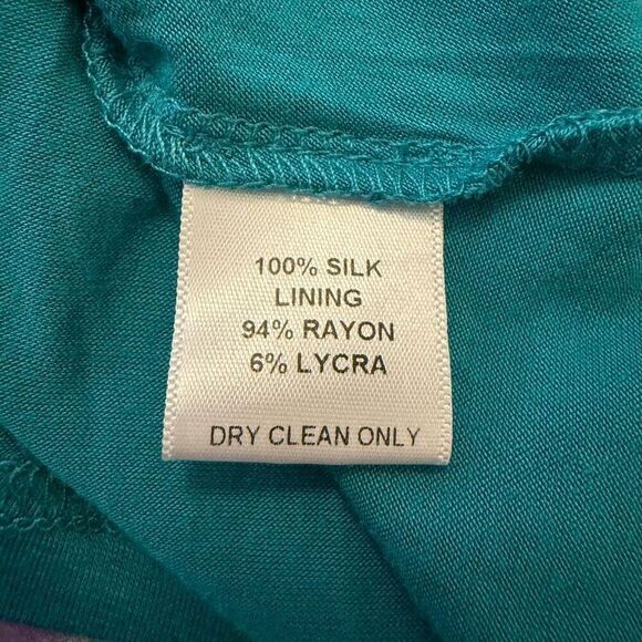 Gibson Teal Tank With Watercolor Silk Overlay Top Sz S - Picture 9 of 15